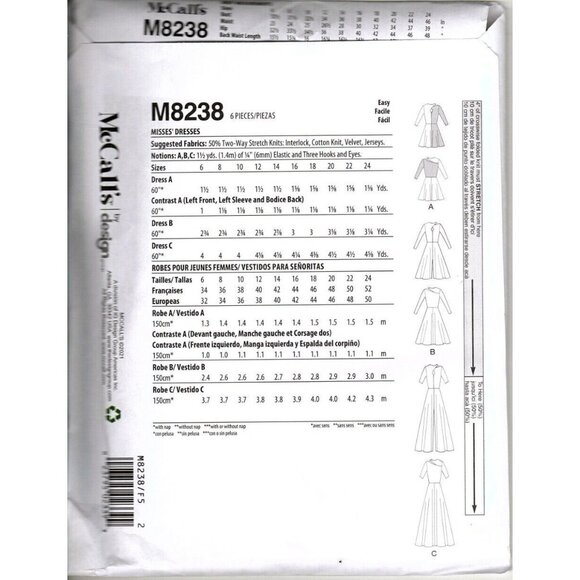 McCall's M8238 Misses 6 to 14 Easy Keyhole Dress Uncut Sewing Pattern - Picture 2 of 2